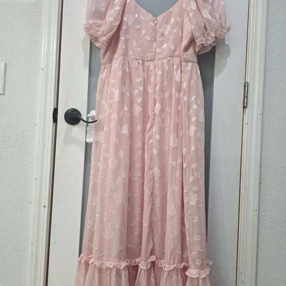 Lulus Pastel Pink Puff Sleeve Maxi Dress 1X | Romantic Vibes - Picture 15 of 16